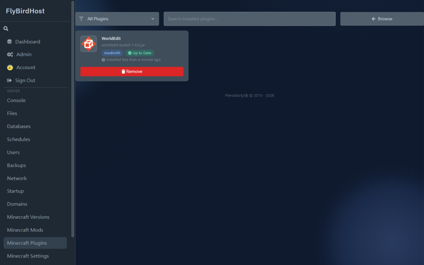 Installed 分頁：已安裝插件列表